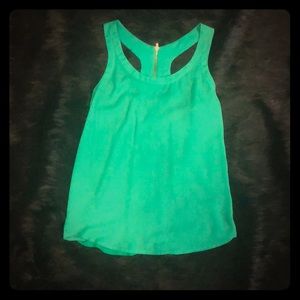 Bright green tank with gold zipper in back